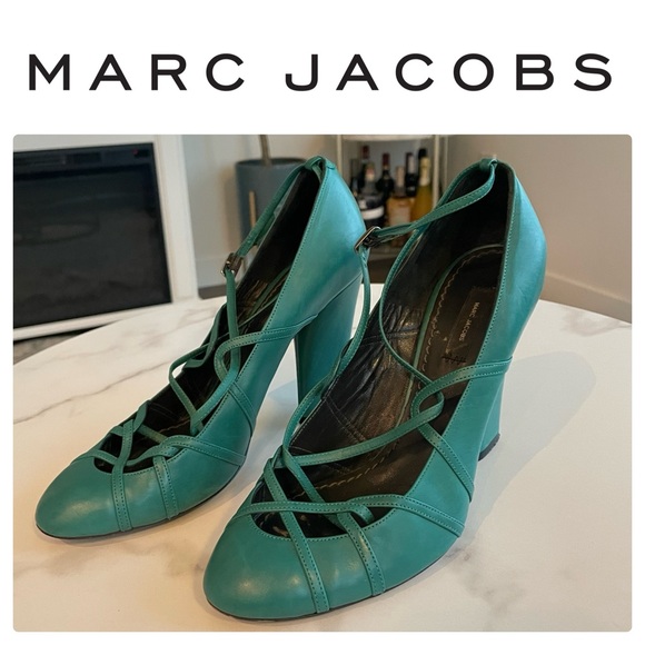 Marc Jacobs Shoes - Marc Jacob Vintage Y2K Strappy Cone Heels in Teal Green